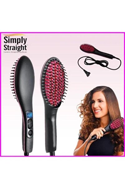 BRUSH Ceramic hair straightening brush with LCD display, adjustable temperatu...