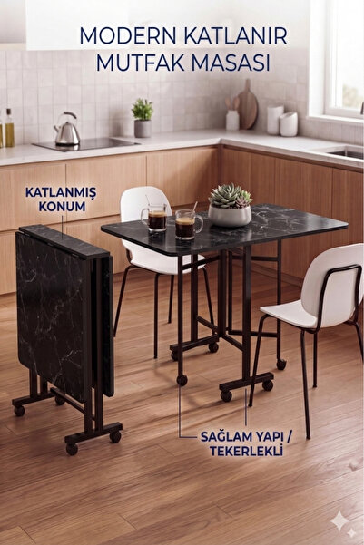 mp atelier Katlanır Tekerlekli Masa | Açılır Kapanır Portatif Yemek ve Çalışm...