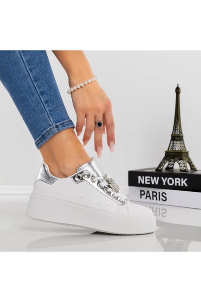 Givana Women's Platform Sneakers YH23 Silver