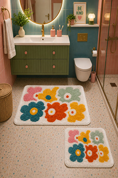 GECE HOME Digital Non-Slip Washable Double Bath Mat Bathroom Rug 40X60 + 60X1...