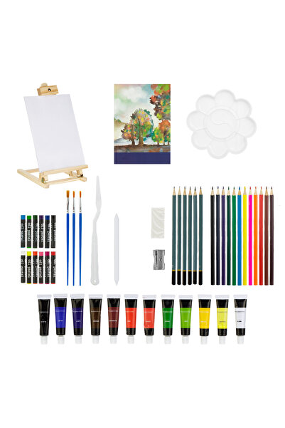 Zumzeria Painting Set with Acrylic Tube Paint Easel & Accessories - 62 Pieces