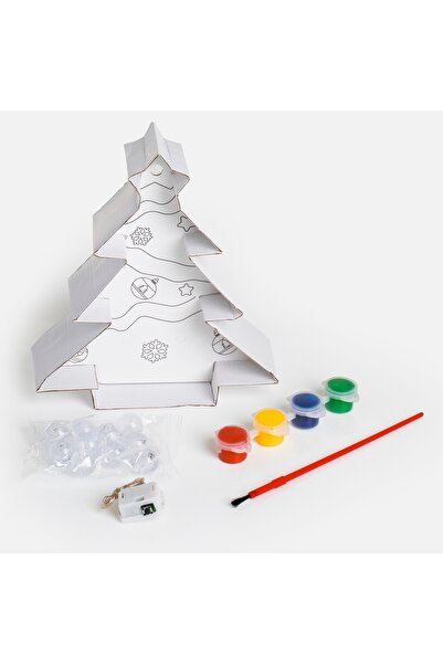 Zumzeria Set creativ de brad de Crăciun cu globuri LED și culori 15.5x5x18cm
