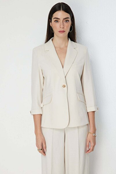 Ekol Glittery Fabric Jacket with Metal Accessories
