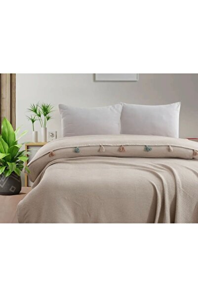 VİLERA HOME Cotton Pompon 210*230 Pique Bed and Sofa Cover