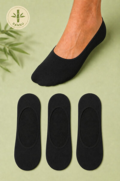 tibo 3 Pairs of Premium Men's Bamboo Ballerina Socks with Seamless Silicone Toe