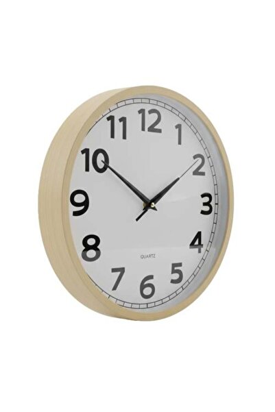 Generic Light Wood Color Round Plastic Wall Clock