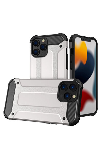Hurtel Husă Hibridă Tip Armură Robustă și Rezistentă pentru iPhone 13 Pro arg...