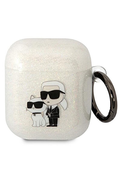 Karl Lagerfeld KLA2HNKCTGT Apple AirPods 2/1 transparent Gliter Karl&Choupette