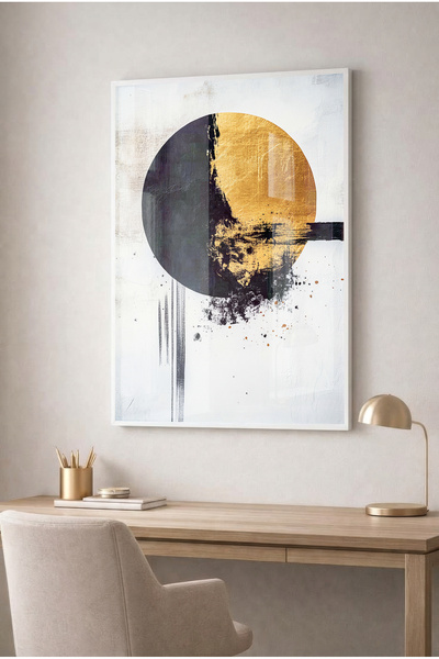 Zevahir Mobilya Dekorasyon Tablou circular abstract modern din sticlă, negru ...