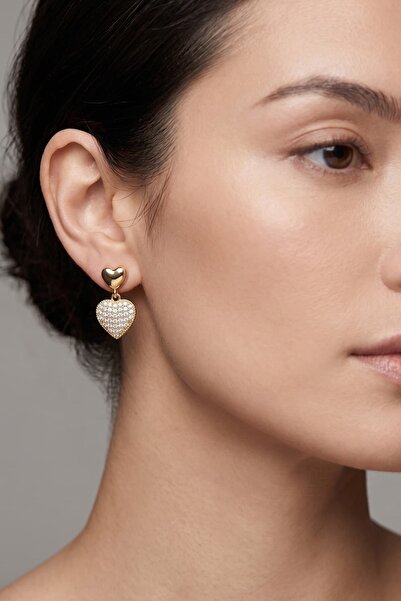 House Of Glix Love No: 1 Elegant Elite Earrings with Stone Heart Pattern