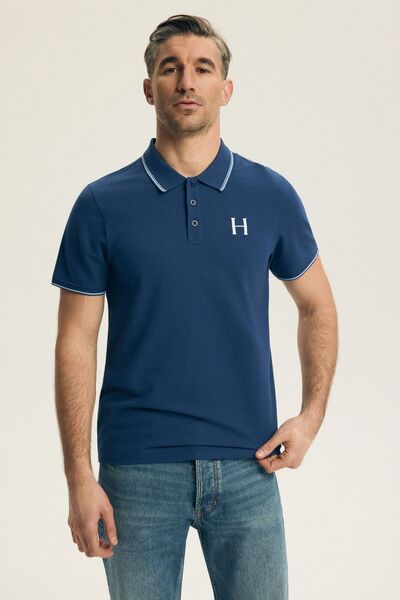 Henderson Tricou polo clasic pentru bărbați, cu guler și nasturi, logo brodat...