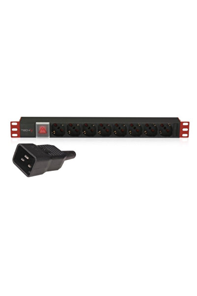 Techly 102635 Rack pentru prelungitor 19 " 1U, 8x Schuko, Cablu C20 3m
