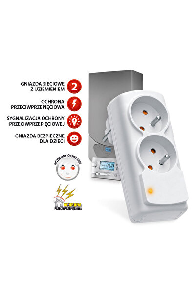 Acar Ltd Acar mini CO prelungitor anti-supratensiune cu 2 prize gri (W0269)