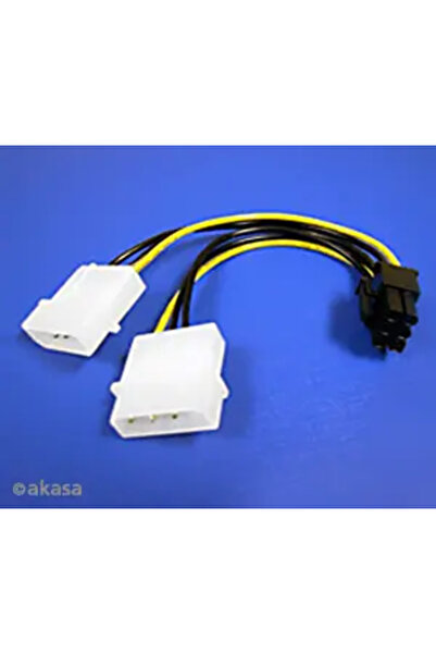 Akasa Aksa Molex x2 - PCIe 6 pini, 0.1m, Galben (ZUAD-068)