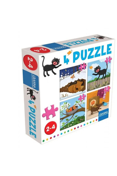 Granna Puzzle cu o pisică, 4, 6, 9, 12 piese