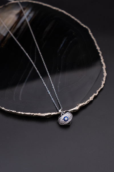 Serenite Collection Evil Eye Steel Necklace