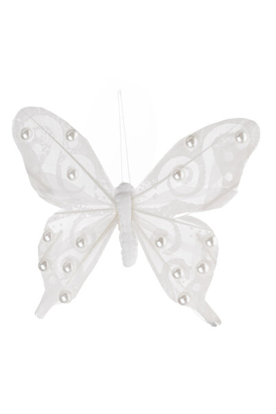 Zumzeria White Decorative Butterfly with Beads for Curtains 11cm