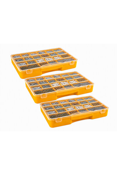 FERAH PLASTİK 3 LÜ Ev Tamir Organizer Seti Vida Dübel Kutusu Hırdavat Düzenle...