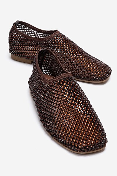 LuviShoes حذاء باليه نسائي من الجلد الطبيعي باللون البني من URELA