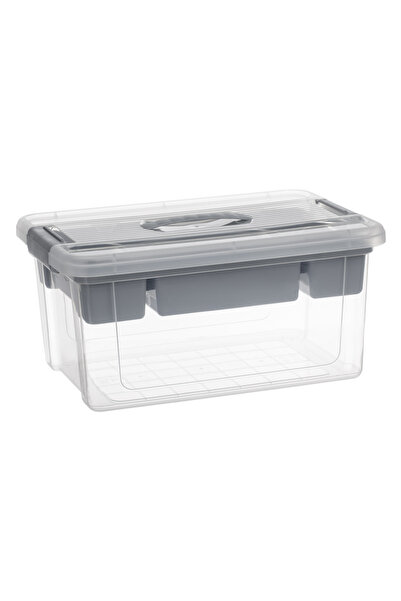 Zumzeria Transparent Organizer Box with Gray Shelf & 4 Compartments 41x29x20c...