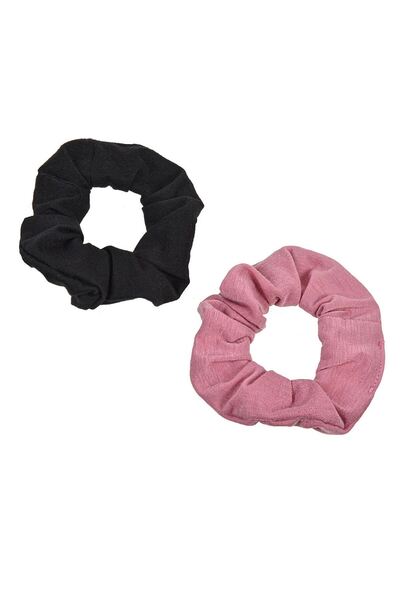Zumzeria Elastice de păr din material textil negre și roz pentru femei - 2 bu...