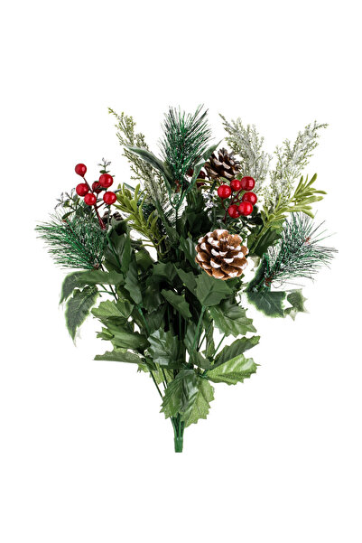 Zumzeria Buchet de Crăciun cu flori artificiale, ramuri de pin, fructe de păd...