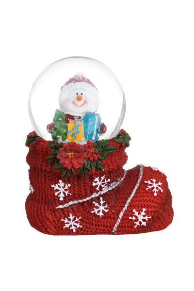 Zumzeria Christmas Decorative Snow Globe Santa with Gifts & Red Boot Base 6.5cm