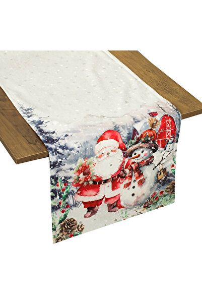 Zumzeria Christmas Runner Gray with Christmas & Snowman Pattern 160x33cm