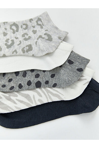 LC Waikiki Rmz Gi̇yi̇m Farkiyla Embroidered Women's Booties Socks 5-Pack