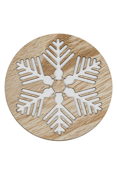 OEM White Snowflake Wooden Coaster 10cm