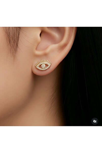 Çelik أقراط SHESRA Zircon Stone Eyelash Eye Gold Minimal مضادة للحساسية من نو...