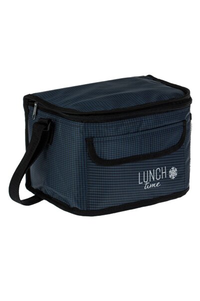 Zumzeria Blue Checkered Insulated Bag with Zipper 25x18x16cm - 7L