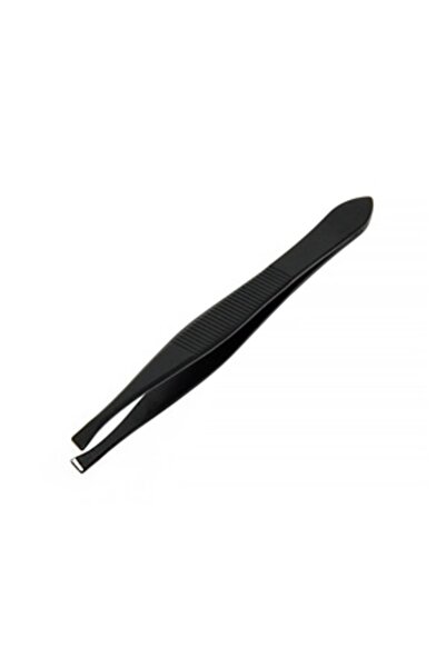 Zumzeria Stainless Steel Black Eyelash Tweezers Oblique Tip 9cm