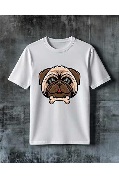 COMVİCHO تي شيرت كبير الحجم مطبوع عليه pug kopek bas