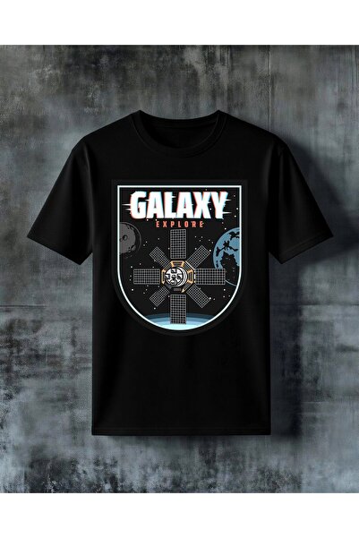 COMVİCHO تي شيرت كبير الحجم مطبوع عليه galaxy explore satellite