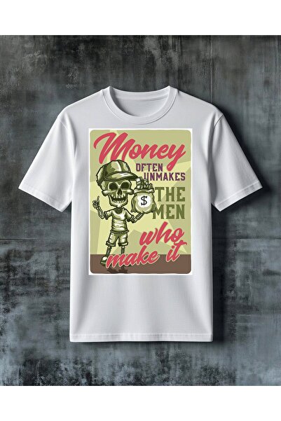 COMVİCHO Money Often Unmakes Men Printed Oversize T-Shirt