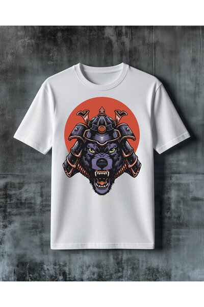 COMVİCHO Samurai Kira Wolf Printed Oversize T-Shirt