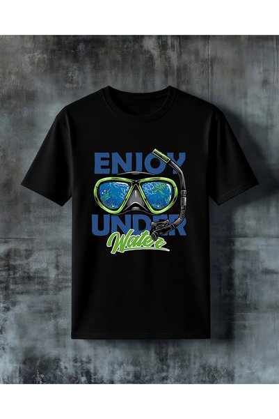 COMVİCHO Enjoy Underwater Diving Goggles Printed Oversize T-Shirt