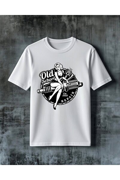COMVİCHO Old School Motor Kiz Printed Oversize T-Shirt