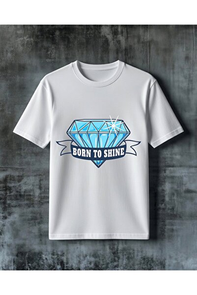 COMVİCHO Born to Shine Diamond Printed Oversized T-Shirt