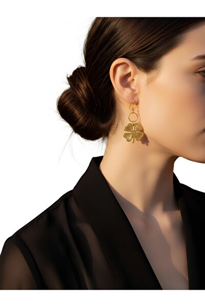 Tasarım Gold Clover Earrings