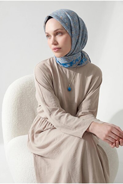 Silk Home وشاح ناعم بنمط أوراق الشجر أزرق فاتح 90x90