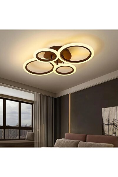 Elektroyou MS38005-4 Modern 3 Renk Ledli Siyah Plafonyer Lüks 4'lü Ledli Avize