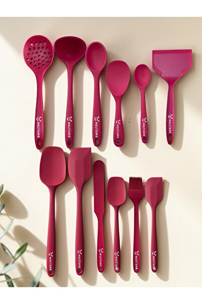 Multiamo Heat Resistant 12 Pcs Silicone Spatula Ladle Spoon Colander Dowry Set