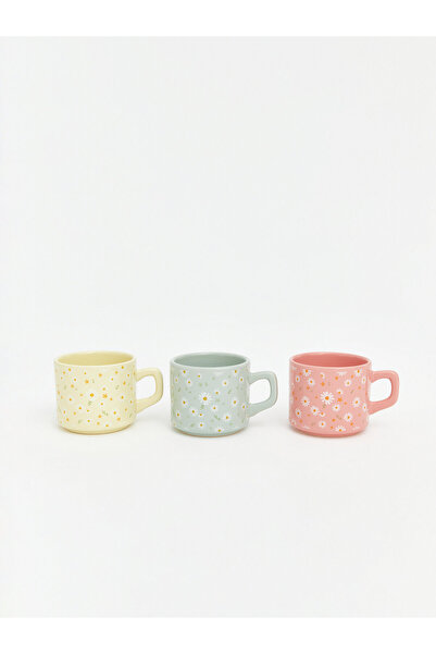 LC Waikiki Set de 3 căni din porțelan cu imprimeu floral, 184 ml