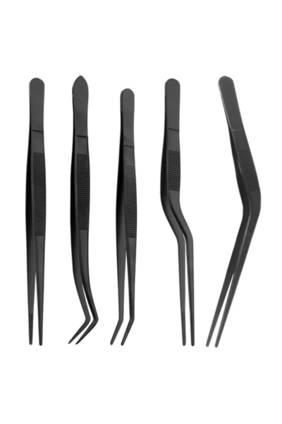Choice black 5 pcs 3/5/6 pcs Kitchen Tongs, Stainless Steel Culinary Plating ...