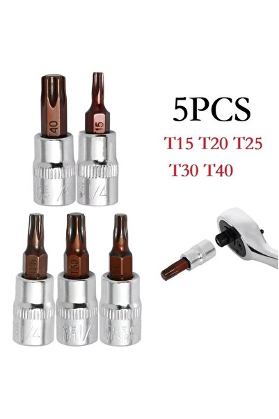 Choice 5pcs Screwdriver 5Pcs Torx Screwdriver Bits 1/4 Inch Drive Socket Head...