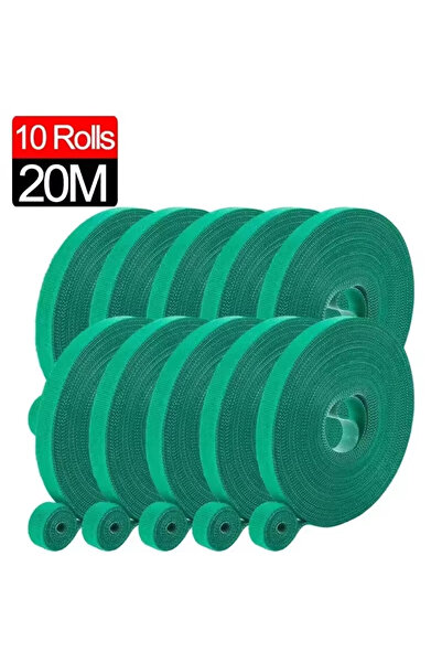 choice2 10Roll(20M) Self Adhesive Plant Nylon Cable Tie Green Adjustable Plan...