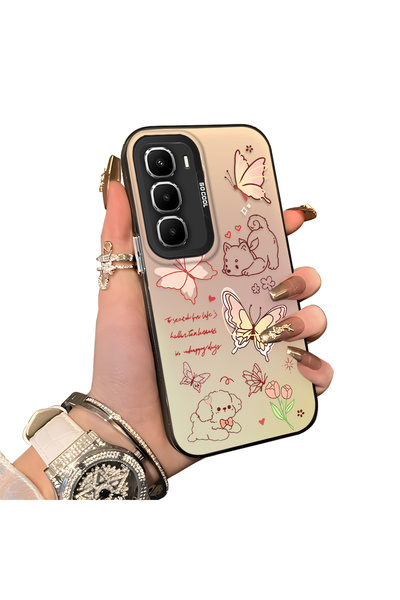 ucuc Infinix Hot 60I Compatible Hard Acrylic Back Silicone Edge Lens Protecti...