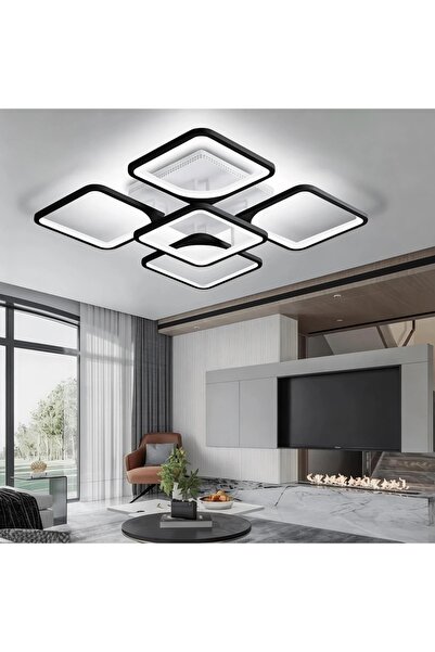Elektroyou MS72005- 4+1 Modern 3 Renk Ledli Mimari Tasarım Siyah Plafonyer Lü...